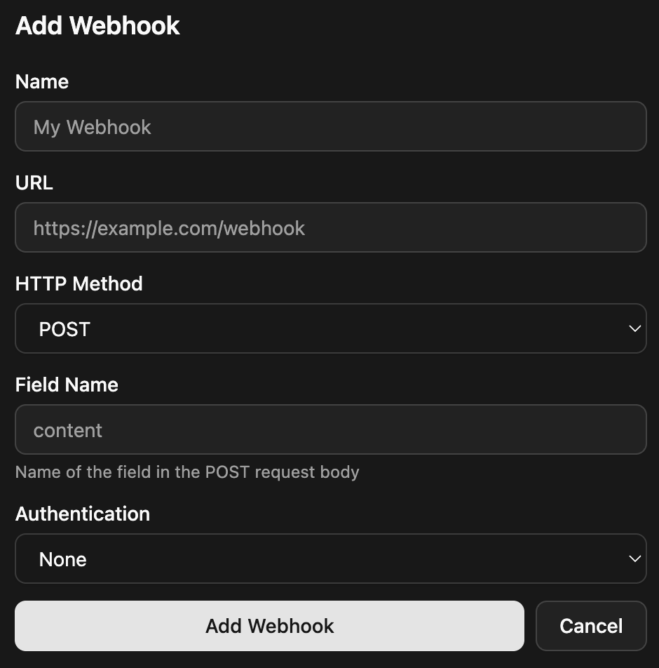 Add new webhooks
